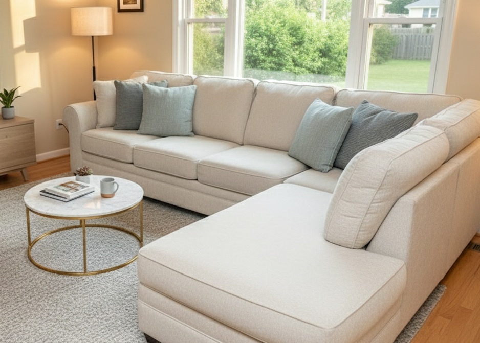 Modern sectional after deep upholstery cleaning